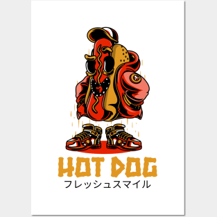 Hot Dog Funny Cartoon Characters Posters and Art